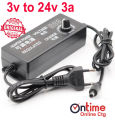 DC 3v To 24v 3a.  Universal Adjustable Ac Dc Power Adapter Voltage Regulated Adaptor. 