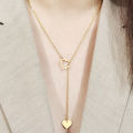【Daily Necessities For Anyone Store】Long Pendant Heart-Shaped Pendants For Women Design Necklace Stylish Stainless Steel Jewelry Party Gift. 