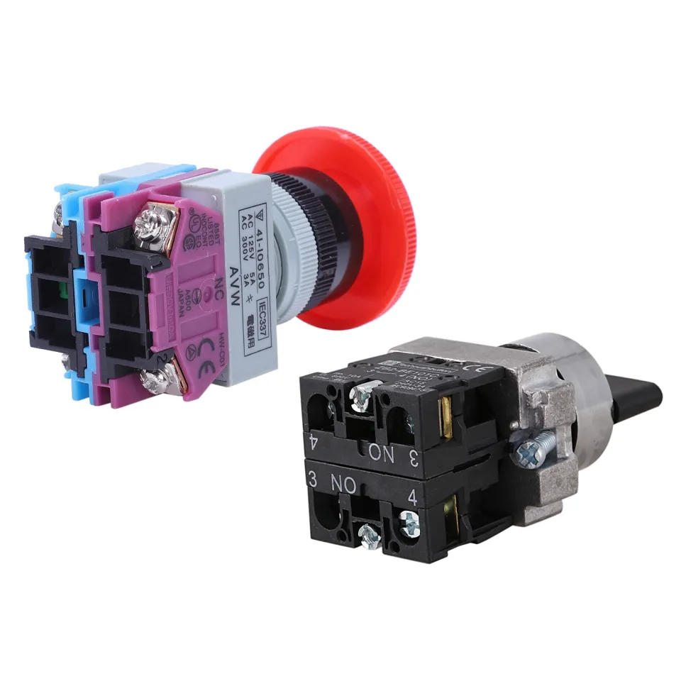 IIVVERR AC 250V 6A 1NO 1NC DPST Latching Red Mushroom Emergency Stop Emergency Stop Switch 6A 250V AC Speed Governing Latching Action T