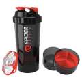 Protein Shaker & Gym Bottle 3 in 1 Stylish Package- RED.