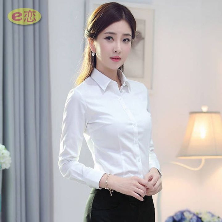 Shirt%20Women's%20White%20Long-Sleeved%20Shirt%20Work%20Clothes%20New%20Inner%20Wear%20Base%20Shirt%20Large%20Size%20Suit%20Business%20Wear%20Outerwear%20Shirt%20-%20Image%202
