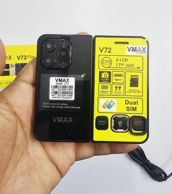 Vmax i72 flip Mini Folding Phone Dual Display Dual Sim