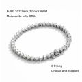 EWYA Luxury Real 3 Prong 3mm Full Moissanite Tennis Bracelet for Women S925 Sterling Silver Diamond Link Bracelets Fine Jewelry. 