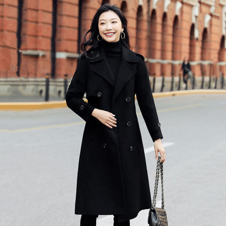 %E3%80%90Plus%20Cotton%E3%80%91Women's%20Black%20Overcoat%20Mid-Length2022New%20Autumn%20and%20Winter%20High-End%20Hepburn%20Style%20Woolen%20Coat%20-%20Image%206
