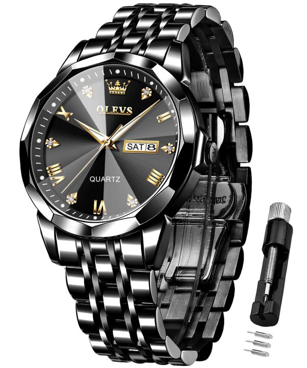 OLEVS%209931%20Quartz%20Watch%20for%20Men%20Solid%20Stainless%20Steel%20Strap%20Rhombus%20Design%20Fashion%20Wristwatch%20Men's%20Waterproof%20Watch%20-%20Image%207