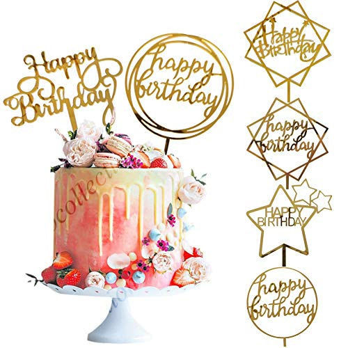Happy Birthday Gold Cake Topper