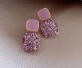 Luxury Female Crystal Zircon Stone Earrings Purple-Pink-Black-White Fashion Silver Color Jewelry Vintage Double Stud Earrings For Women. 