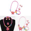 【beauty code store】Lovely Girl Kids Sun Necklace Bracelet Earclip Imitation Pearls Flower Children Sets  NOV99. 