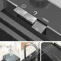 Waterfall Sink Basin Large Single Slot Digital Display 304 Stainless Steel Sink With Waterfall Faucet For Kitchen Renovation.