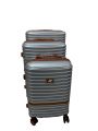 Voyager Elite Hard-Shell Luggage - Silver & Brown. 