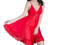 women's sleeping nightgown red 002. 