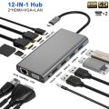 Triple Display USB C Hub Dual Monitor Adapter Laptop Hub USB C to 2 HDMI 4K+VGA+Ethernet+100W PD+4USB+Audio for MacBook Pro OTG. 
