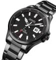 SKMEI 1654 Black Stainless Steel Analog Luxury Watch For Men - Black. 