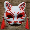 Half-Face Cat and Wind Fox Mask Douyin Online Influencer Same Mask Anime Tiger Cat Mask Stall Hot Sale at Scenic Spot. 