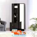 RK Stylish Black Dressing Table with Storage Cabinet and Drawers.