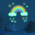 Cartoon Rainbow Luminous Wall Stickers Glow In The Dark Cloud Heart DIY Wall Decal For Baby Kids Room Nursery Home Decorations.