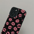 Pink Lip Kiss Leopard Print Phone Case For iPhone 15 14 13 12 11 Pro Max 7 8 Plus X XS XR Soft Silicone Shell Leopard Cover. 