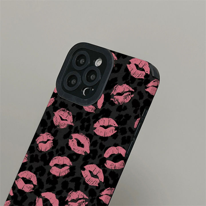 Pink%20Lip%20Kiss%20Leopard%20Print%20Phone%20Case%20For%20iPhone%2015%2014%2013%2012%2011%20Pro%20Max%207%208%20Plus%20X%20XS%20XR%20Soft%20Silicone%20Shell%20Leopard%20Cover%20-%20Image%205