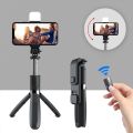 R1S Selfie Stick Mini LED Fill Light Tripod Selfie Stick 3 in 1 Multifunction Aluminium Selfie Stick for Vlogging/Gopro/Photography/Videography for All Mobile Smartphones. 