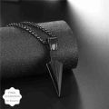 Black Pendant Arrow Design Necklace For Men Women Stainless Steel Chain Necklace.