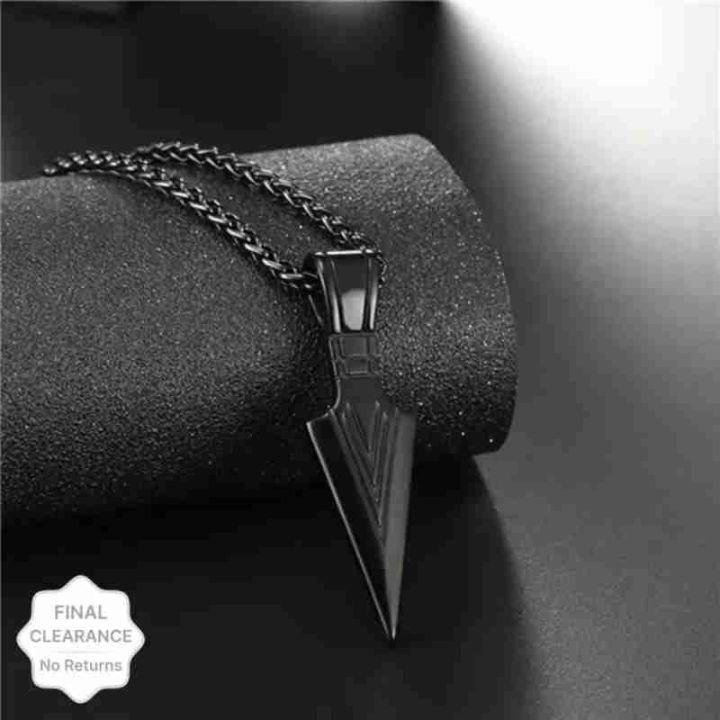 Black Pendant Arrow Design Necklace For Men Women Stainless Steel Chain Necklace