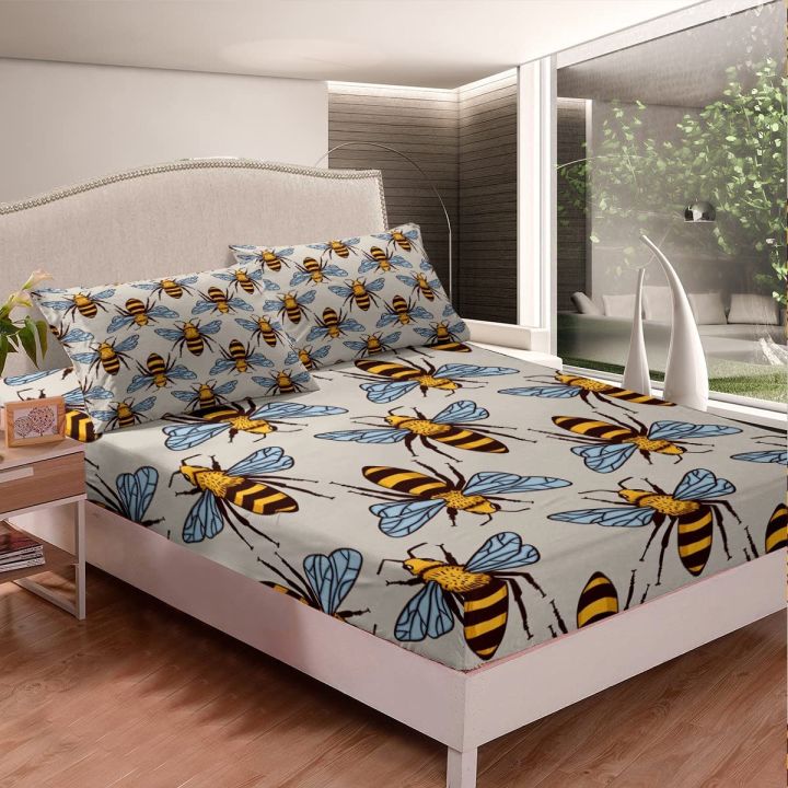 Kawaii%20Honey%20Bee%20Fitted%20Sheet%20Twin%20Size%20Daisy%20Flower%20Bedding%20Set%20for%20Kids%20Cute%20Lovely%20Bee%20Bed%20Sheets%20Flying%20Wildlife%20Wild%20Animal%20-%20Image%207