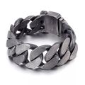 25mm Heavy Men Black Curb Cuban Link Chain Bracelet With Belt Buck Punk Rock Brush Stainless Steel Bike Male Jewelry Accessories.