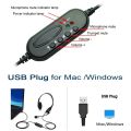 【3C VictoryEagle】3.5mm USB Headset Microphone for PC Multi-Key Control Call Wired Headphones HD Microphone For PC.