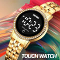 SKMEI 1669 Golden Stainless Steel Digital Watch For Women - Golden. 