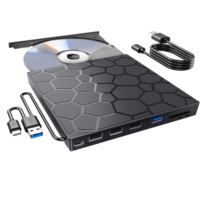 External CD/DVD Drive Player, USB 3.0 CD/DVD-ROM +/-RW CD Burner