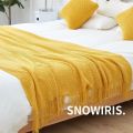 Factory Direct Deliver Morandi Knitted Blanket B & B Bed Runner Blanket Bed Towel Living Room Nap Blanket Light Luxury Sand. 