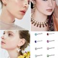 40/60pcs Stainless Steel Crystal Nose Ring Set Women Surgical Steel Nose Piercing Set ear bone needle Studs Body Jewelry.