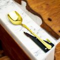 Elegant 10 Inch Curry Serving Spoon - Golden Finish, Stainless Steel, Non-Magnetic, Mirror Polish, Ideal for Cooking and Serving. 