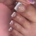 Glitter Crystal French Press On Toenails Diamond Decor False Toe Nails Square Head Artificial Nails Patch For Feet.