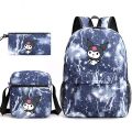My Melody Kuromi Printed School Bag 3 Piece Set Pencil Case, Shoulder Bag, Backpack, Student Hugh.