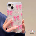 Pink Silver Bow Transparent Bracelet Case Compatible for IPhone 11 16 13 15 12 17 14 Pro Max XR X XS Max 7 Plus 8 Plus 6 8 16 6s 15 14 Plus SE 2020 Air Glitter Powder Silicone Case. 