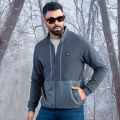 Richman Winter Grey Color Premium High Neck Zipped Jacket For Men. 