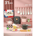 Children Simulation Kitchen Cooking Toy Set Sound Light Function Pot Pan Bowl Kids Pretend Play Kitchen Cookware Kit Gifts For Girls. 