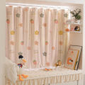Bedroom Curtain with Rod Cover Punch-Free Installation Small Window Simple Bay Window Shading Cloth Rental ins Short Style.