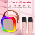 K12 Karaoke Machine Portable 5.3 Bluetooth Speaker System with 2 Wireless Microphones for Home Family Singing Children's Gifts.