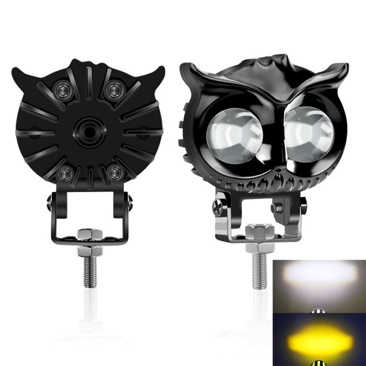 【Popular choice】 Owl Motorcycle Headlight Yellow And White Bicolor LED ...