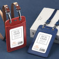 Leather Card Holder for Men and Women Credit Card Badge Holder with Neck Lanyard ID Card Work Certificate Card Holder.