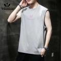 Men T-shirt Round Collar Sleeveless Sports Vest Letter Printing Thin Loose Casual Summer Tank Top. 