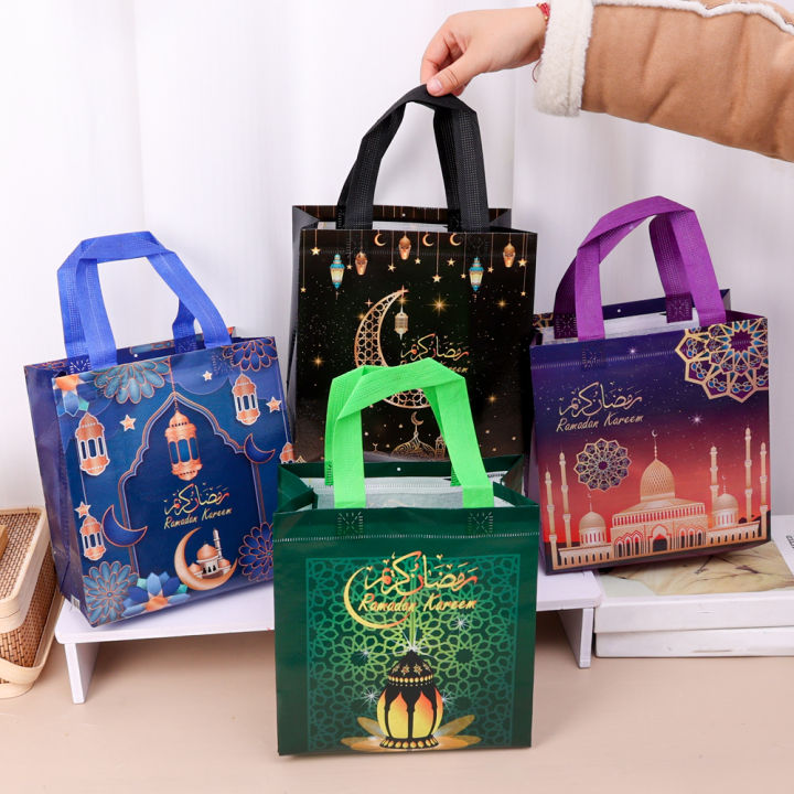 1/4Pcs Eid Handheld Gift Bags Ramadan Festival Decoration 2024 Candy Packaging Pouch Party Decor Supplies