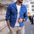 Fashion Men Jean Jacket Outerwear Casual Slim-fit Coat with Pocket Button Design Cargo Jacket Streetswear Autumn Tops Clothing. 
