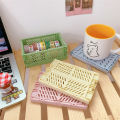 Mini Plastic Storage Box Collapsible Storage Container Desktop Cosmetic Basket. 