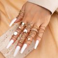 24Pcs Elegant Gold Metal Butterfly Leaf Love Hollow Twist Open Ring Set Pearl for Women Accessories  Wholesale. 