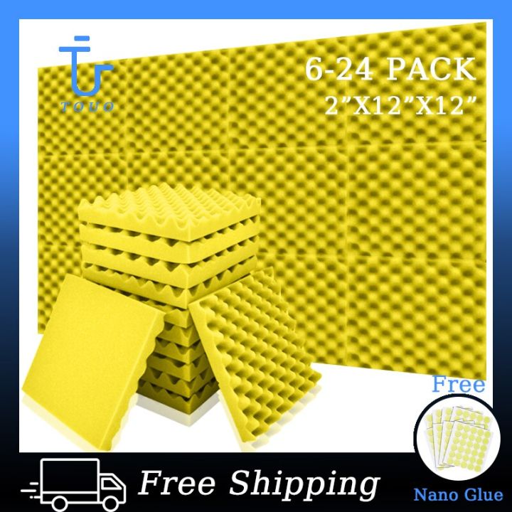 TOUO Soundproofing Foam Panels 6/12/24 Pcs Mushroom Wedge Tiles Acoustic Padding Noise Insulation For Home Studio