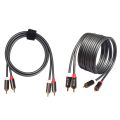 Rexlis 2 Pcs 2 Rca to 2 Rca Male to Male Hifi Audio Cable Ofc Av Speaker Wire for Tv Dvd Amplifier Subwoofer, 1.8M & 1M. 
