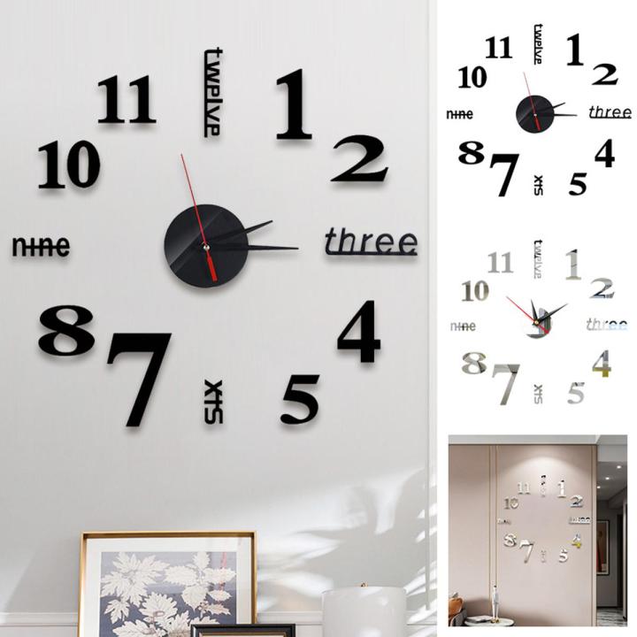 3D Mirror Number Wall Clock Stickers 40CM Modern Home Art DIY Digital Clocks for Living Room Office Decoration
